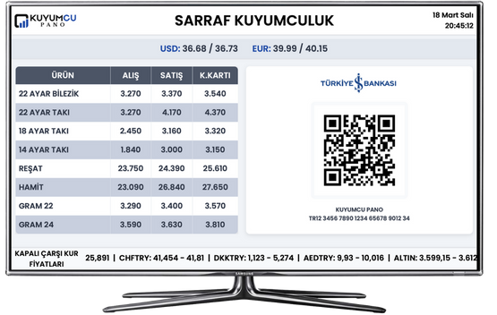 Kuyumcu Pano Dashboard