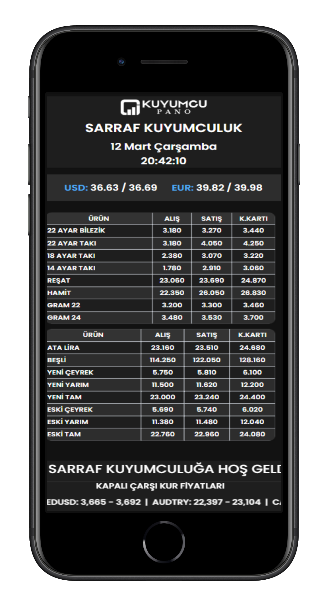 Kuyumcu Pano Mobil Siyah