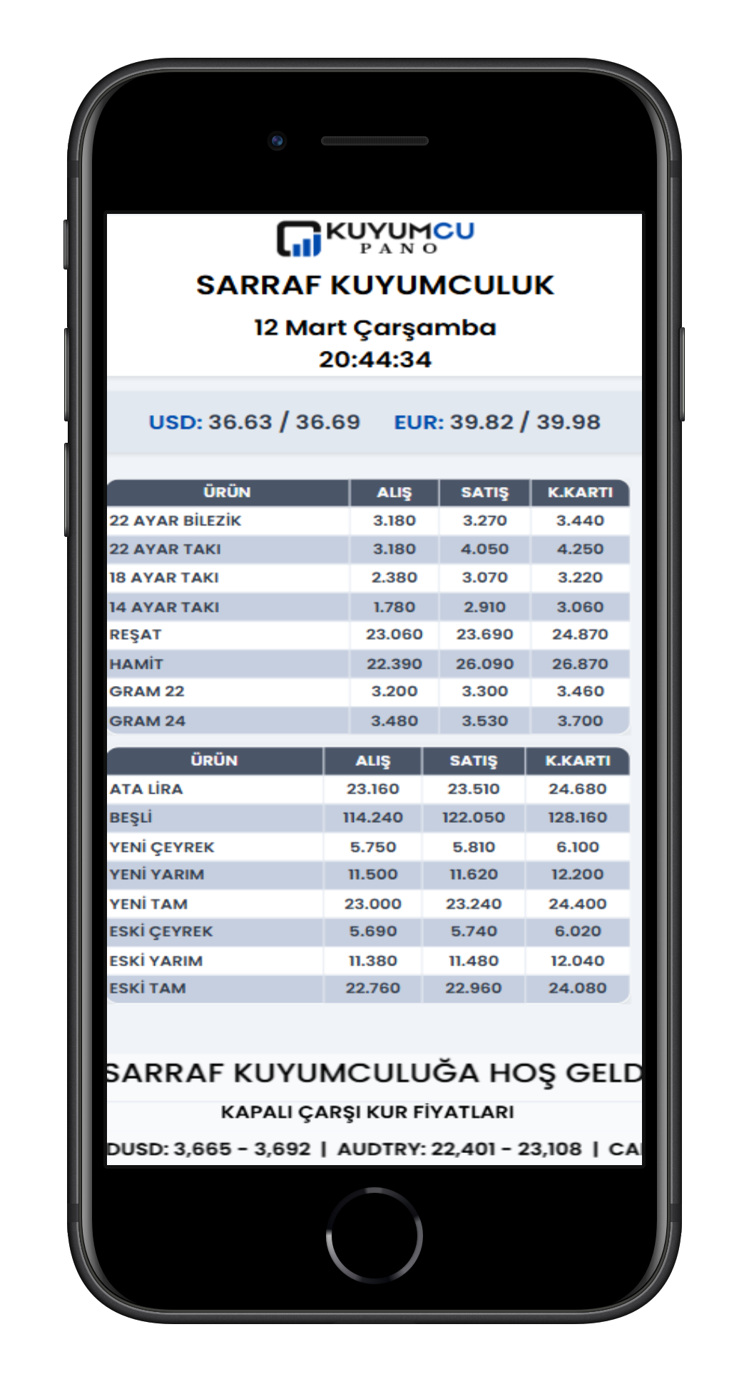 Kuyumcu Pano Mobil Beyaz